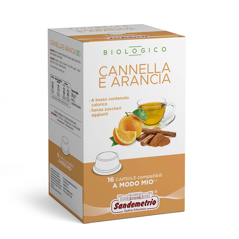 Sandemetrio Cannella e Arancia (Infuso alla frutta biologico - astuccio da 16 capsule compatibili Lavazza a Modo Mio)
