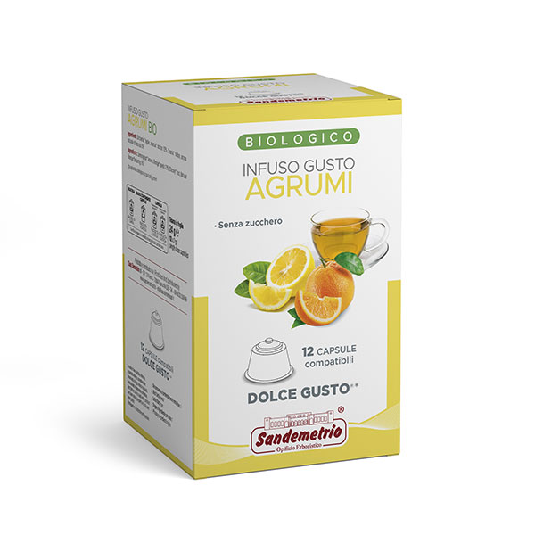 Sandemetrio Agrumi (Infuso alla frutta biologico - astuccio da 12 capsule compatibili Nescafè Dolce Gusto)
