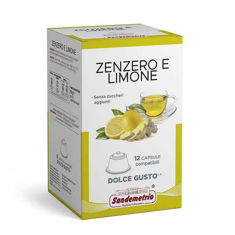 Sandemetrio Zenzero e Limone (Infuso alla frutta - astuccio da 12 capsule compatibili Nescafè Dolce Gusto)
