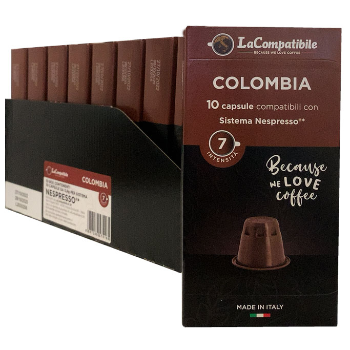 Lacompatibile Colombia (100 capsule autoprotette compatibili con Nespresso)