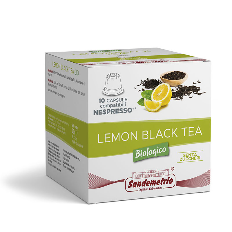 Sandemetrio Lemon Black Tea (Miscela di foglie e frutta biologica - astuccio da 10 capsule compatibili Nespresso)